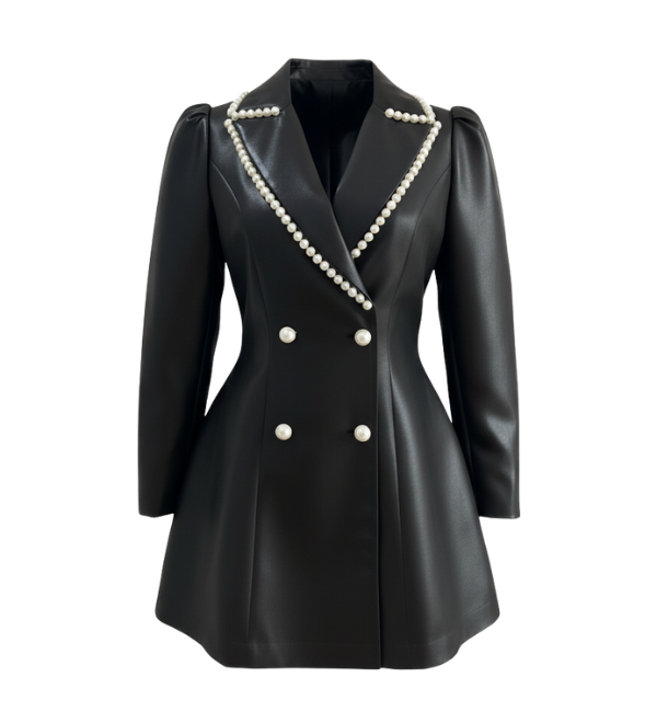 เสื้อดำยาวลายมุกขาว